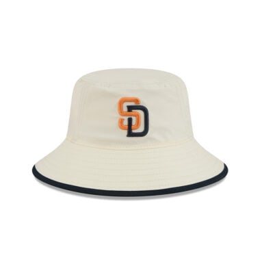New Era San Diego Padres 2026 City Connect Bucket Hat Chrome White Blue Orange 2