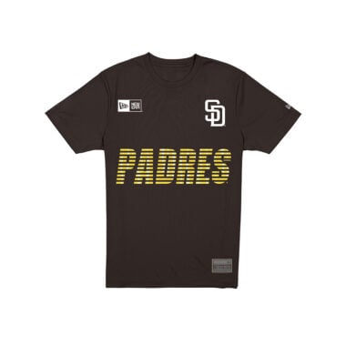 New Era San Diego Padres Pinstripe Jersey  Short Sleeve T-Shirt Brown Gold Pinstripe