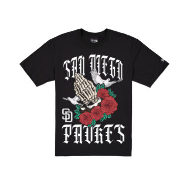 New Era San Diego Padres Praying Hands Short Sleeve T-Shirt Black White New Era San Diego Padres Praying Hands Short Sleeve T-Shirt Black White