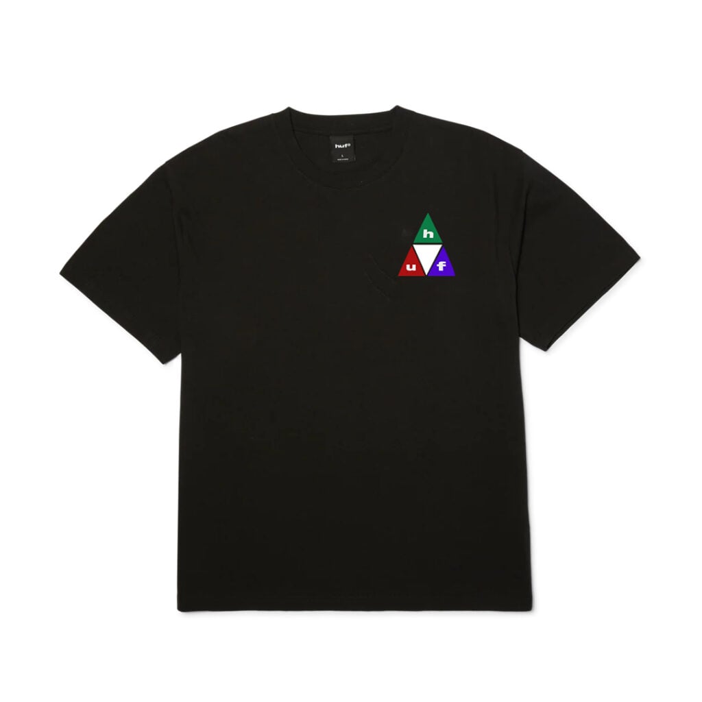 HUF Prism Triple Triangle Short Sleeve T-Shirt Black Teal HUF Prism Triple Triangle Short Sleeve T-Shirt Black Teal