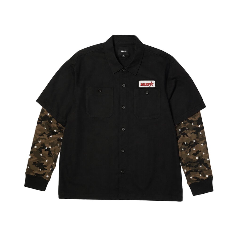 HUF Shadows Long Sleeve Work Shirt Black HUF Shadows Long Sleeve Work Shirt Black
