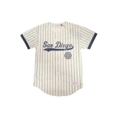 Mitchell & Ness San Diego Football Club SDFC N&N Mesh Button Front Jersey Cream Pinstripe