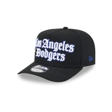 New Era 9Fifty Los Angeles Dodgers Proud Old English A-Frame Snapback Hat Black Dark Royal Blue White