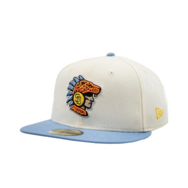New Era 59Fifty San Diego Padres Ocelotl Fitted Hat Chrome White Sky Blue New Era 59Fifty San Diego Padres Ocelotl Fitted Hat Chrome White Sky Blue