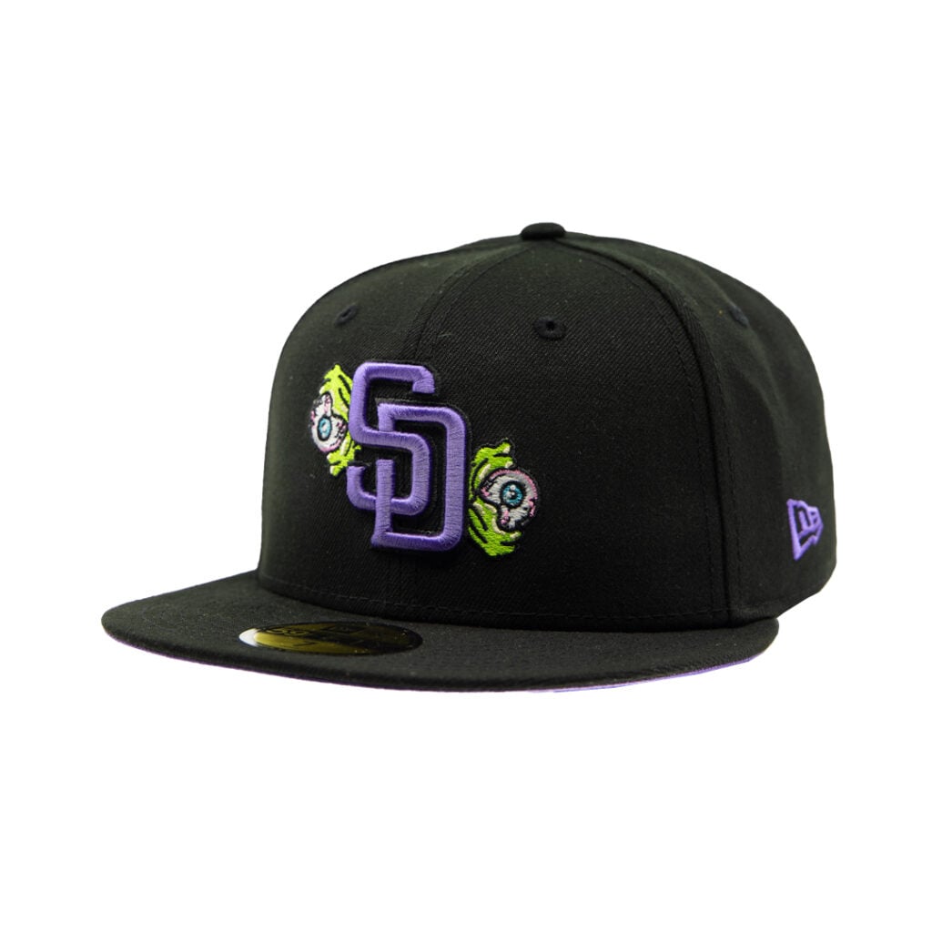 New Era 59Fifty San Diego Padres Zombie Eyes Fitted Hat Black Purple Green