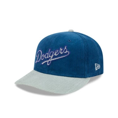 New Era 9Fifty Los Angeles Dodgers Two Tone Corduroy Snapback Hat Dark Royal Blue White