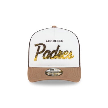 New Era 9Fifty San Diego Padres Autumn Fade Mesh Trucker A-Frame Snapback Hat White Brown Tan 2