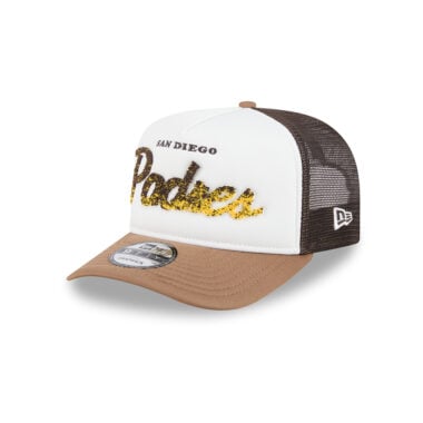 New Era 9Fifty San Diego Padres Autumn Fade Mesh Trucker A-Frame Snapback Hat White Brown Tan