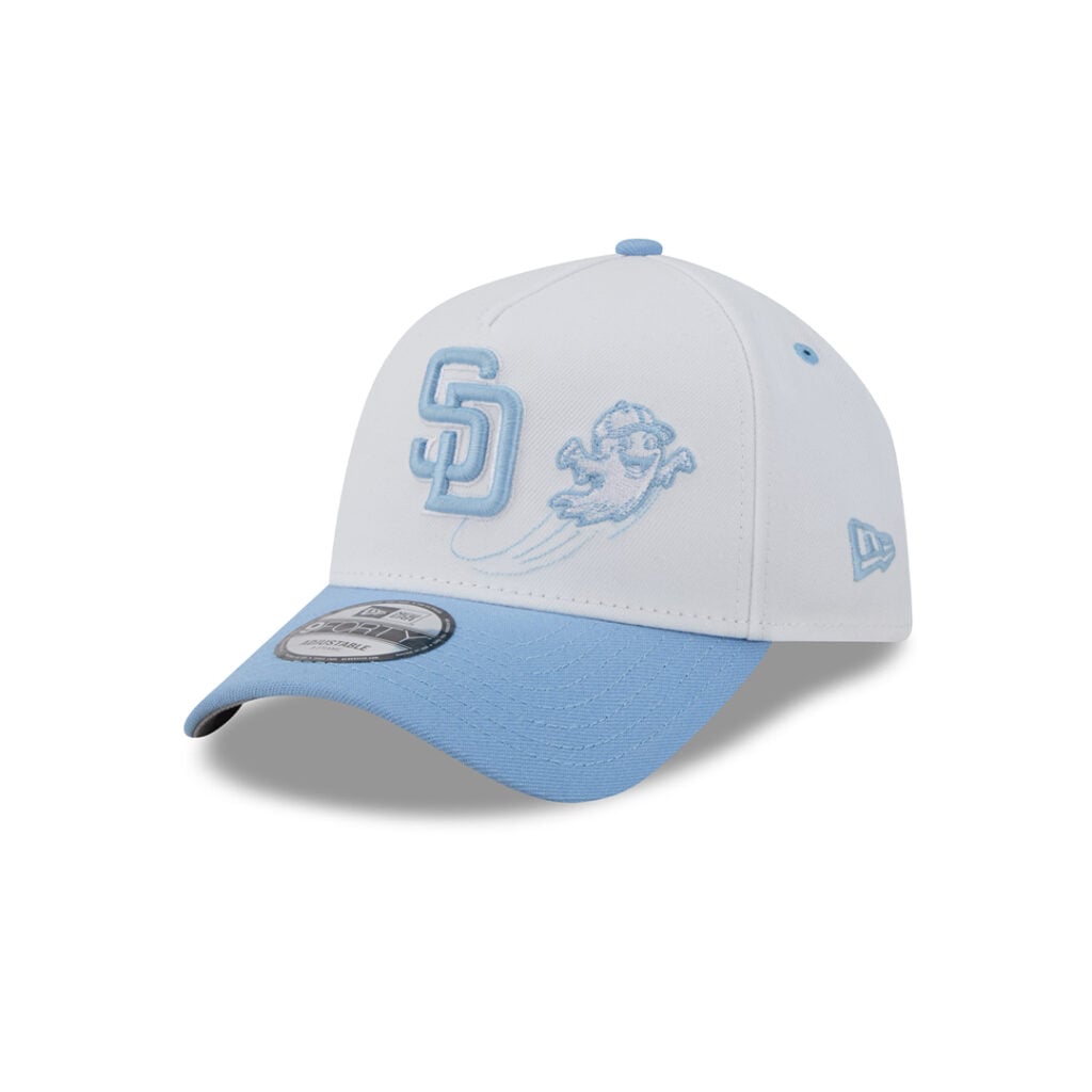 New Era 9Forty San Diego Padres Halloween Boo A-Frame Snapback Hat Chrome White Blue New Era 9Forty San Diego Padres Halloween Boo A-Frame Snapback Hat Chrome White Blue