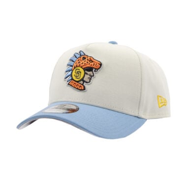New Era 9Forty San Diego Padres Ocelotl A-Frame Snapback Hat Chrome White Sky Blue