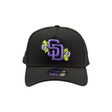 New Era 9Forty San Diego Padres Zombie Eyes A-Frame Snapback Hat Black Purple Green 2