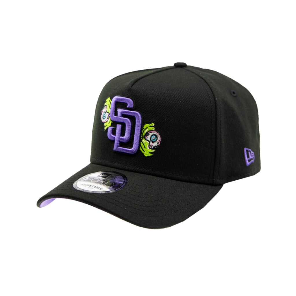 New Era 9Forty San Diego Padres Zombie Eyes A-Frame Snapback Hat Black Purple Green