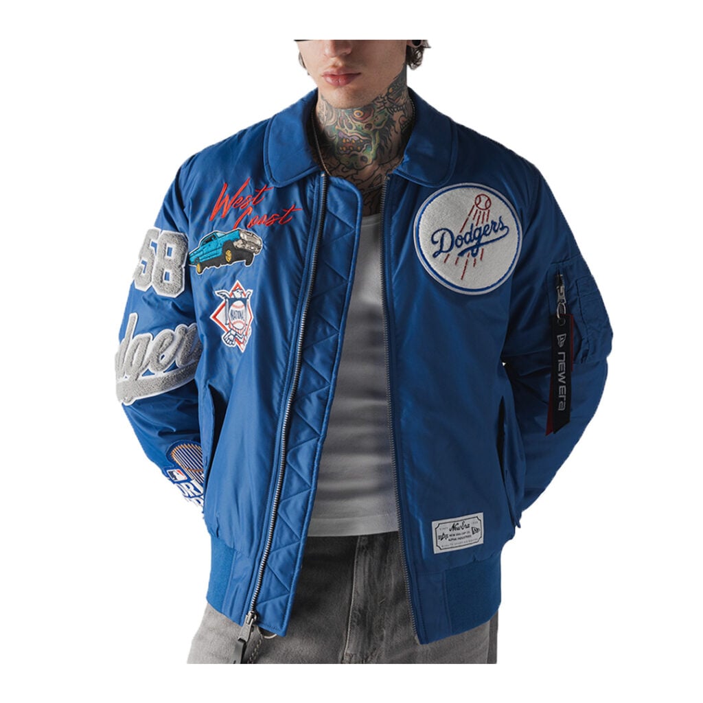 New Era x Alpha Industries Los Angeles Dodgers MA-1 Bomber Jacket Dark Royal Blue