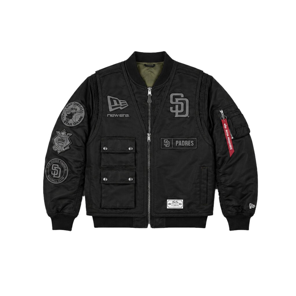 New Era x Alpha Industries San Diego Padres 2-in-1 MA-1V Bomber Jacket with Vest Black