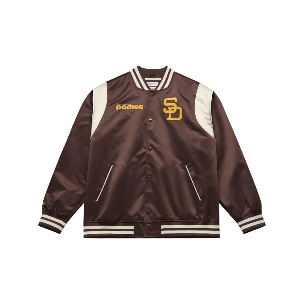 Mitchell & Ness San Diego Padres Retro Roots Lightweight Satin Jacket Brown Mitchell & Ness San Diego Padres Retro Roots Lightweight Satin Jacket Brown