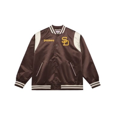 Mitchell & Ness San Diego Padres Retro Roots Lightweight Satin Jacket Brown