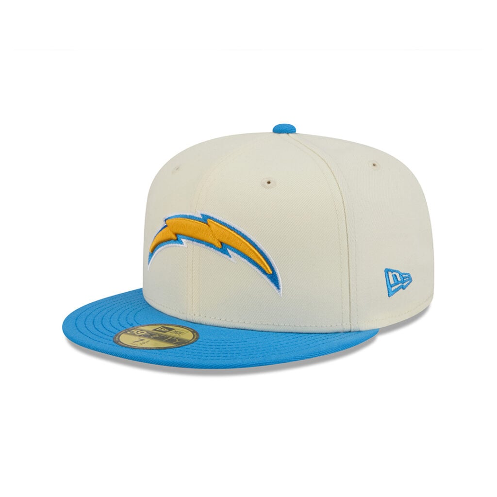 New Era 59Fifty Los Angeles Chargers Two Tone Fitted Hat Chrome White Powder Blue Gold New Era 59Fifty Los Angeles Chargers Two Tone Fitted Hat Chrome White Powder Blue Gold