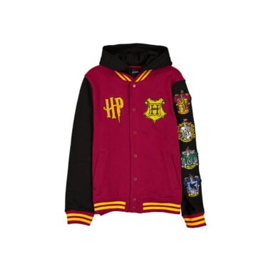 New Era x Harry Potter Hogwarts Button Up Letterman Jacket Hoodie Cardinal Red Black New Era x Harry Potter Hogwarts Button Up Letterman Jacket Hoodie Cardinal Red Black