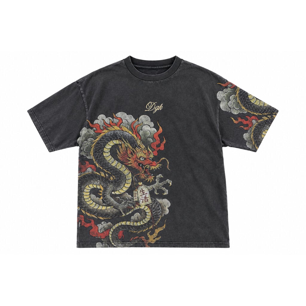 DGK Doragon Knit Boxy Short Sleeve T-Shirt Washed Black DGK Doragon Knit Boxy Short Sleeve T-Shirt Washed Black