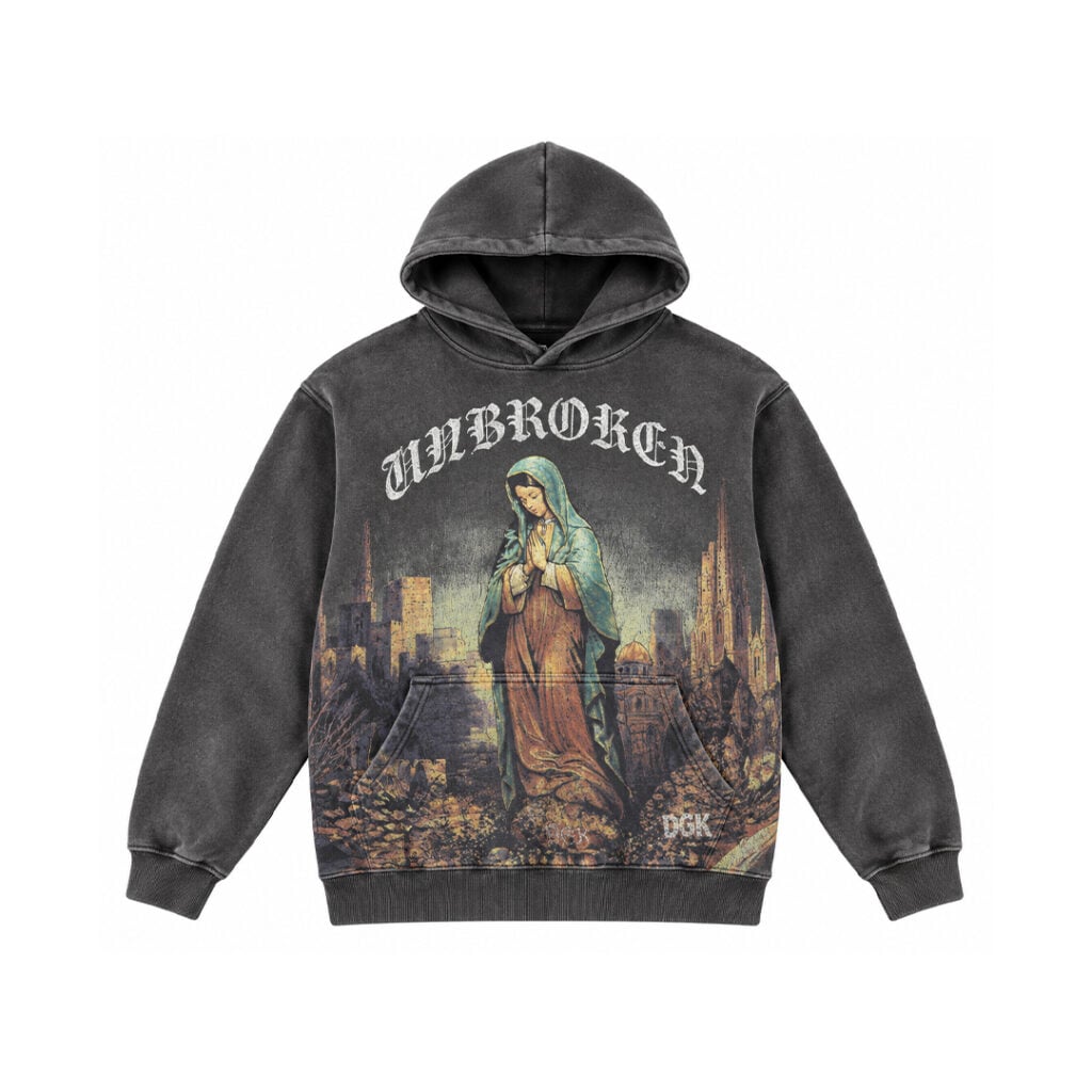 DGK Unbroken Boxy Pullover Fleece Hoodie Washed Black DGK Unbroken Boxy Pullover Fleece Hoodie Washed Black