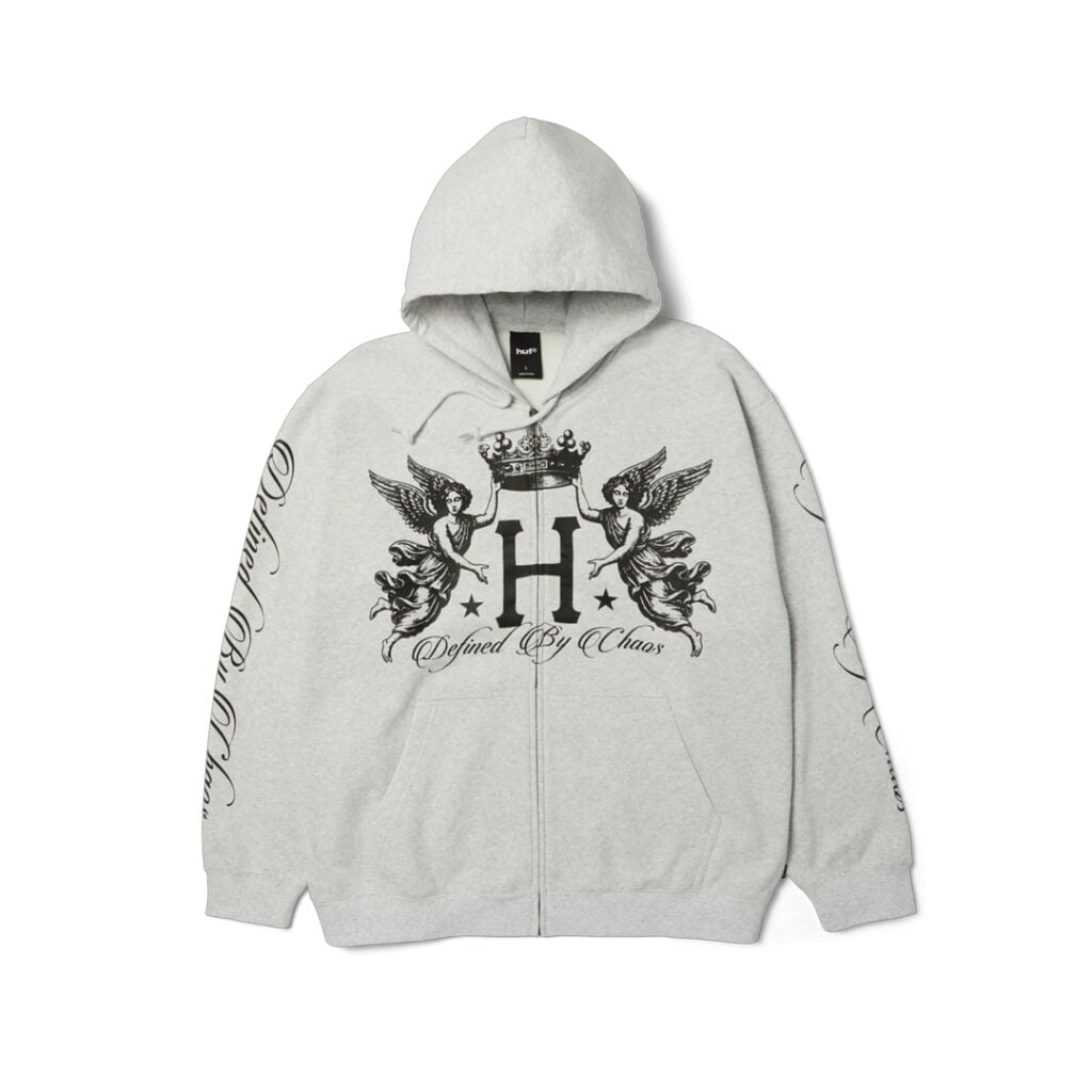 HUF Royalty Full Zip Hoodie Heather Grey HUF Royalty Full Zip Hoodie Heather Grey