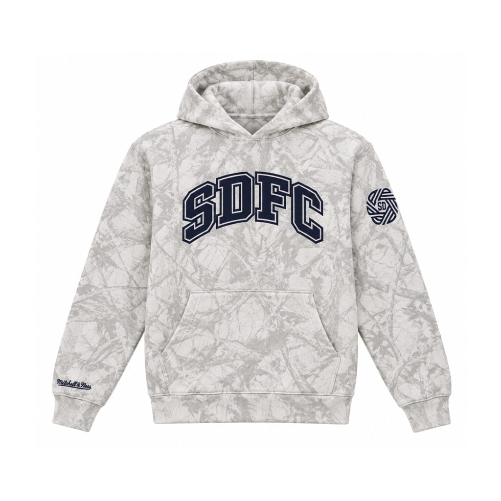 Mitchell & Ness San Diego Football Club SDFC Ghosted Pullover Hoodie White Mitchell & Ness San Diego Football Club SDFC Ghosted Pullover Hoodie White
