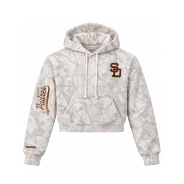 Mitchell & Ness San Diego Padres Womens Ghosted Fleece Pullover Hoodie White Mitchell & Ness San Diego Padres Womens Ghosted Fleece Pullover Hoodie White